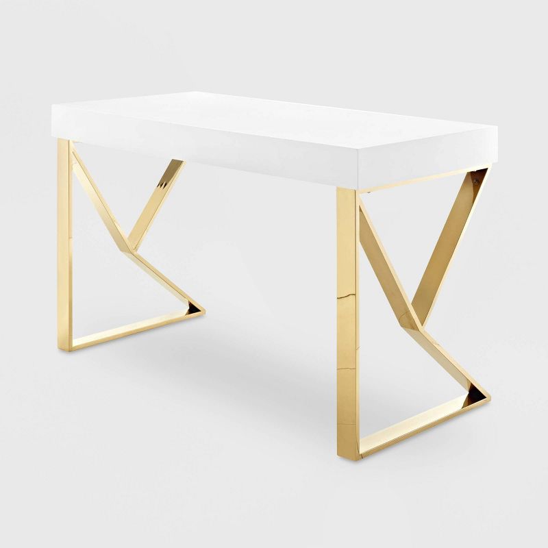 Adjacent Desk White Gold - Modway