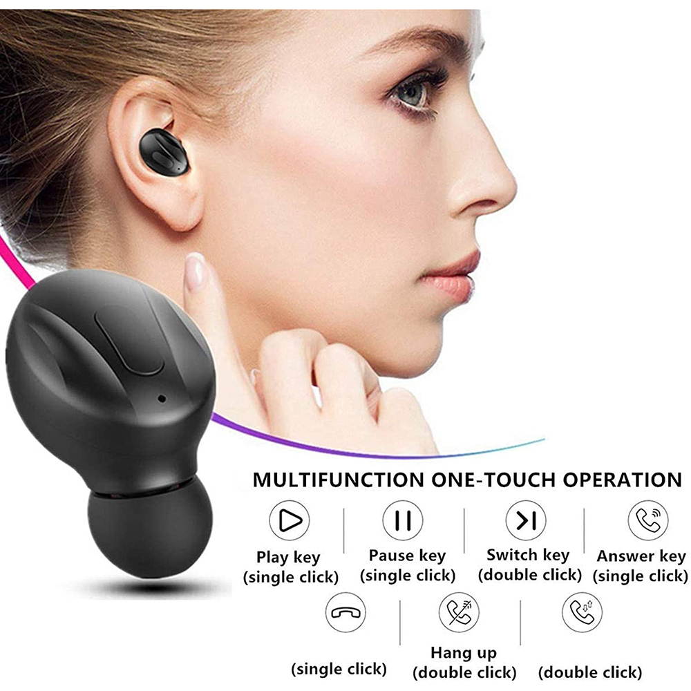 Ture Wireless Earbuds, Bluetooth 5.0 Headphones Stereo Sound Microphone Mini Wireless Earphones Running Headphones with Portable Charging Case for Sport Driving