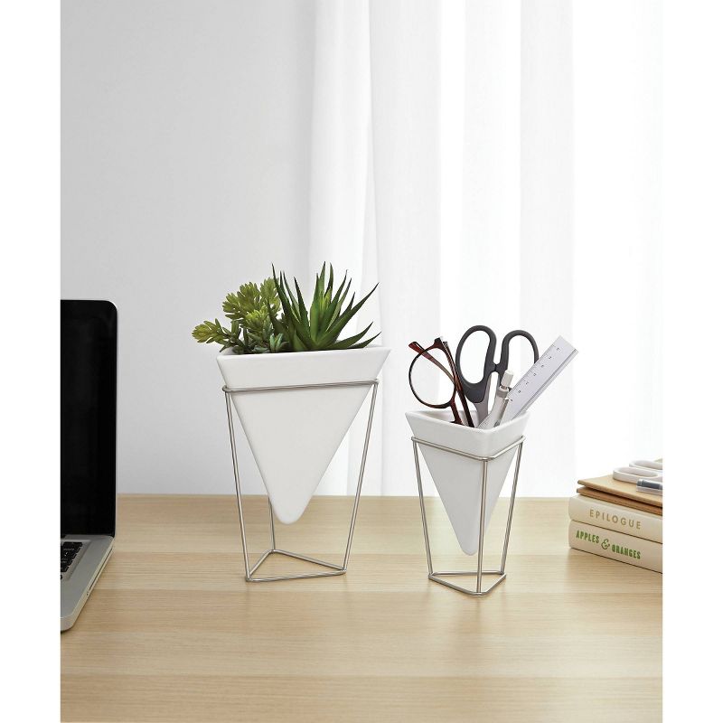 Set of 2 Trigg Tabletop Vessels White/Nickel - Umbra