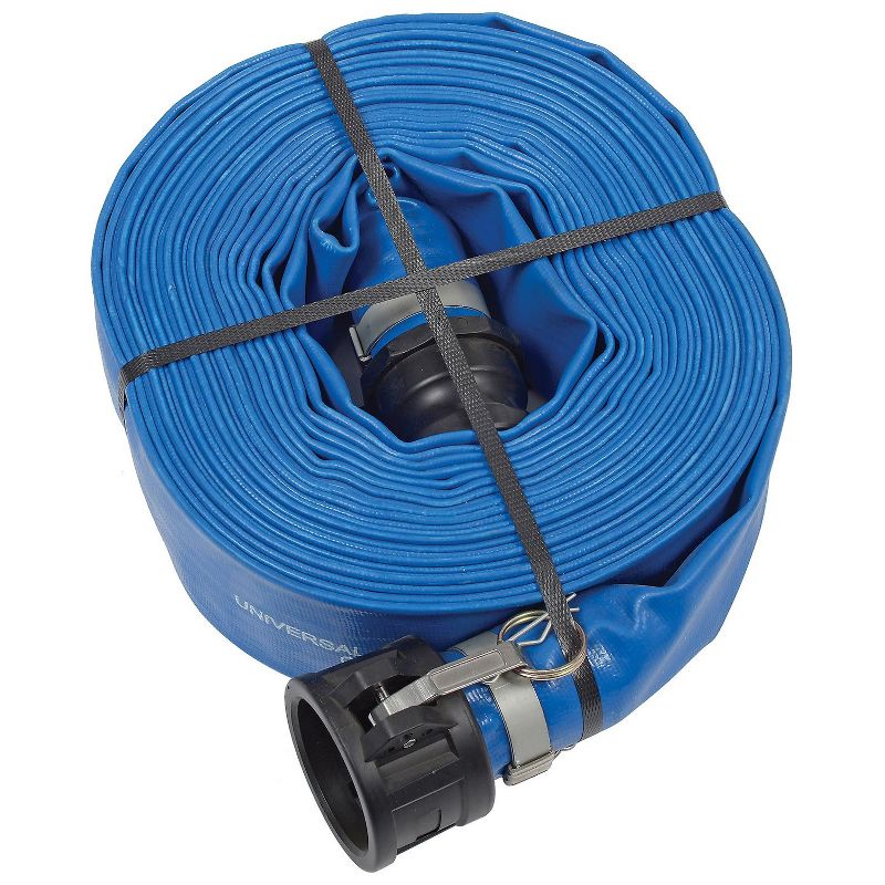 Apache 98138049 2 Inch Diameter 50 Foot Length 70 psi Polyester-Reinforced PVC Lay Flat Hose with Polypropylene Cam and Groove Connections, Blue