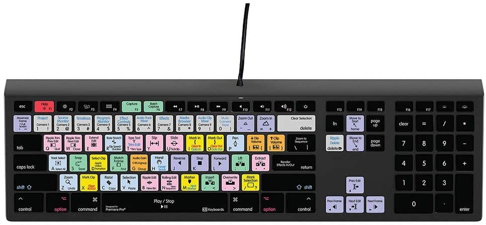 KB Covers Backlit Adobe Premiere Pro CC Keyboard | Editing Mechanical Keyboard Compatible with macOS | USB-A & Wireless