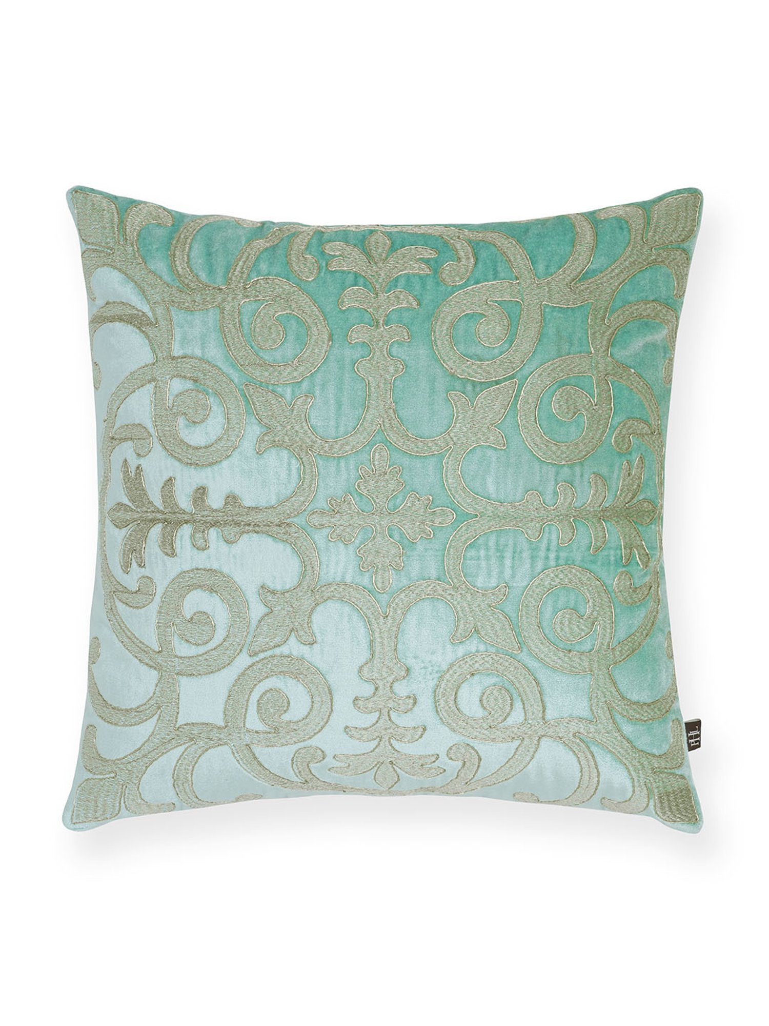 Pure Home and Living Blue Velvet Embroidery Cushion Cover