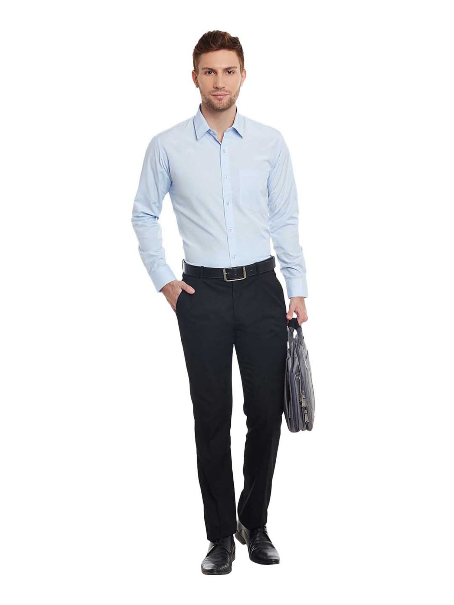 English Navy Baby Blue Slim Fit Shirt