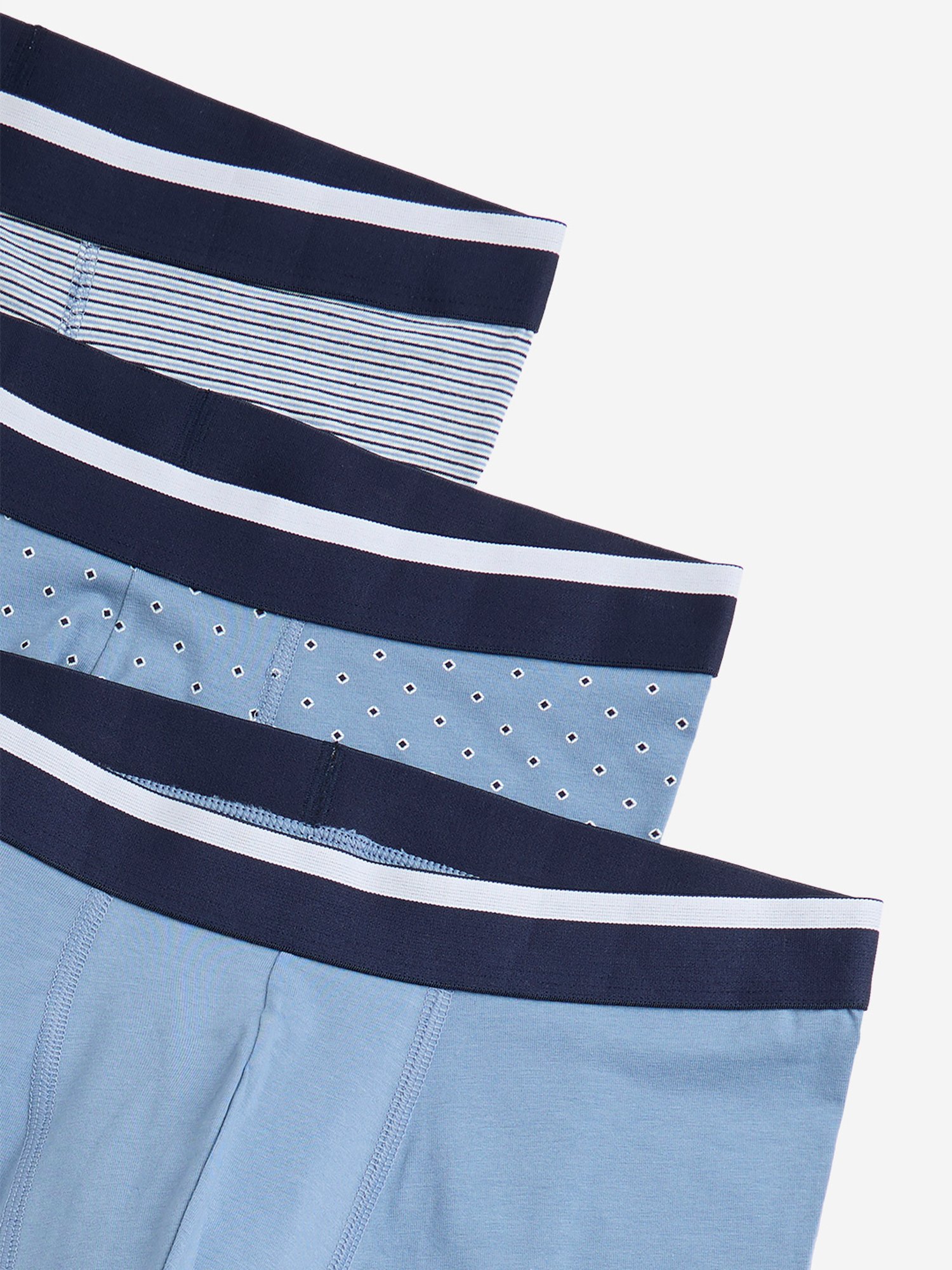 WES Lounge by Westside Blue Striped Cotton Blend Trunks - Pack of 3