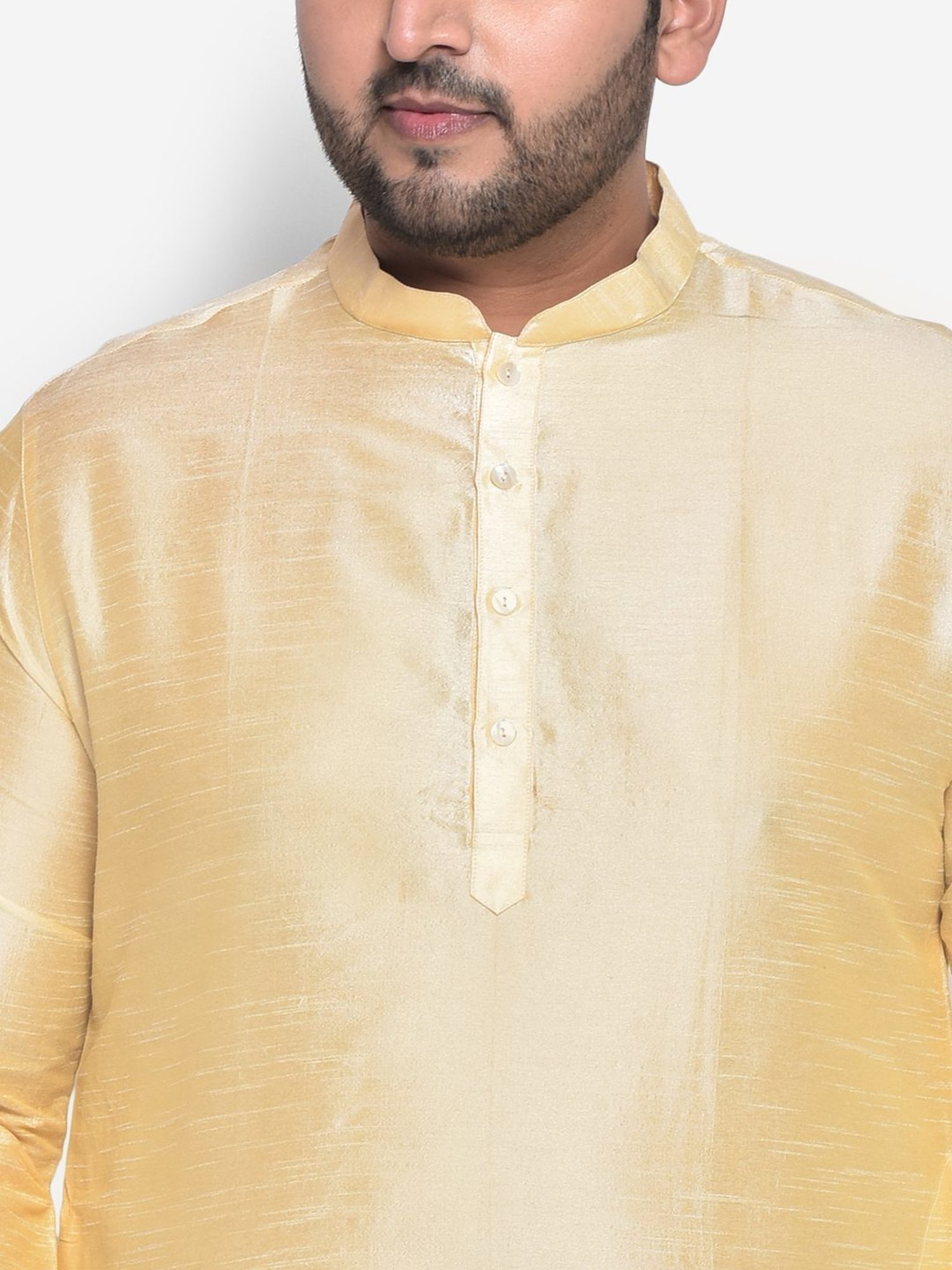 KISAH PLUS Beige Regular Fit Jacquard Kurta Set With Jacket