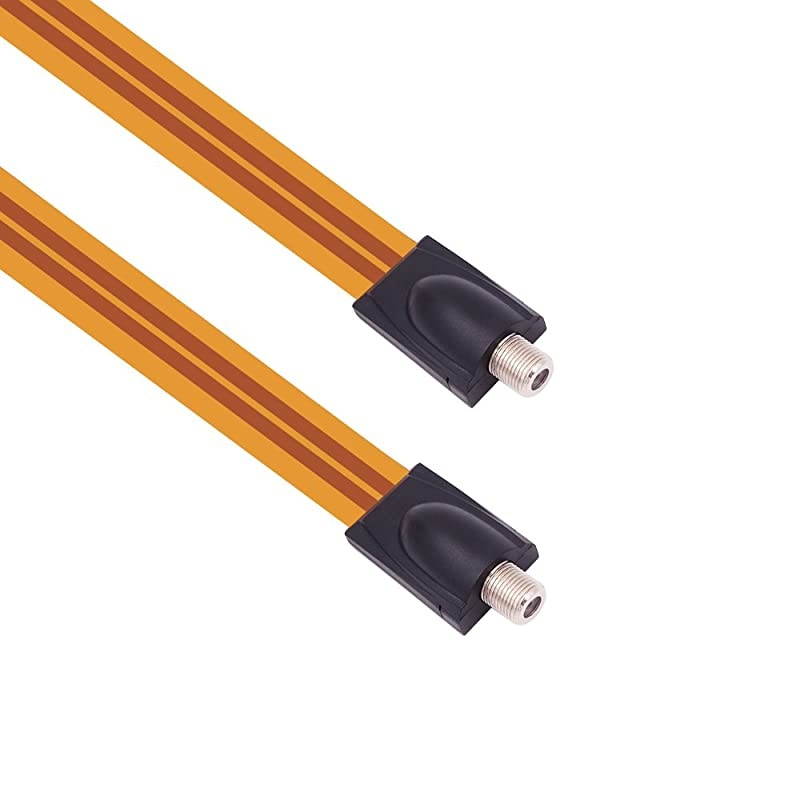 Ultra-thin) Flat Coaxial Cable Wire F Female to F Female Plug Jack Connector Adapter Coax Cable for Digital Audio Video TV Satellite RF Door Windows Outdoor Cable Wire Antenna Lead-in Indoor