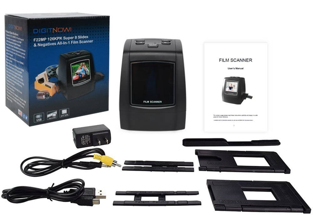 DIGITNOW Film Scanners with 22MP Converts 126KPK/135/110/Super 8 Films, Slides & Negatives All in One into Digital Photos, 2.4" LCD Screen, Impressive 128MB Built-in Memory
