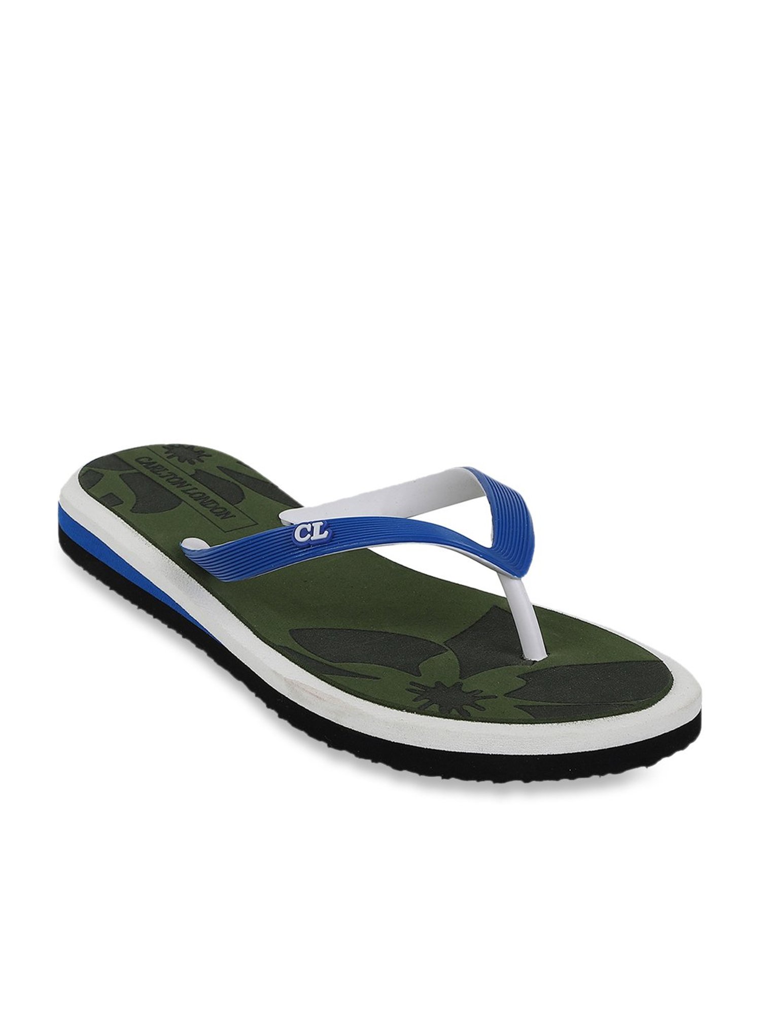 Carlton London Women's Blue & Olive Flip Flops