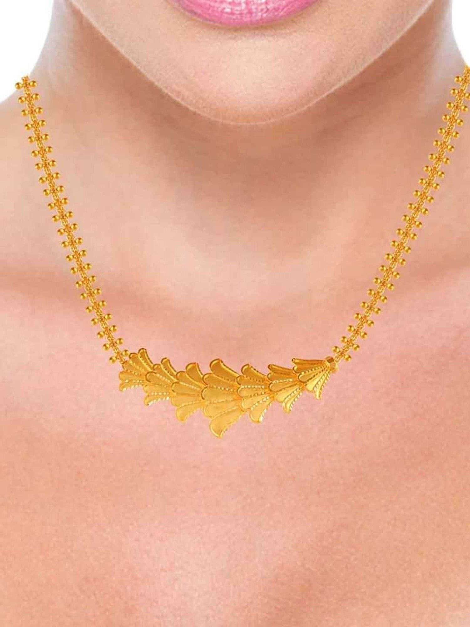 P.C. Chandra Jewellers 22k Yellow Gold Statement Floral Neckpiece Necklace