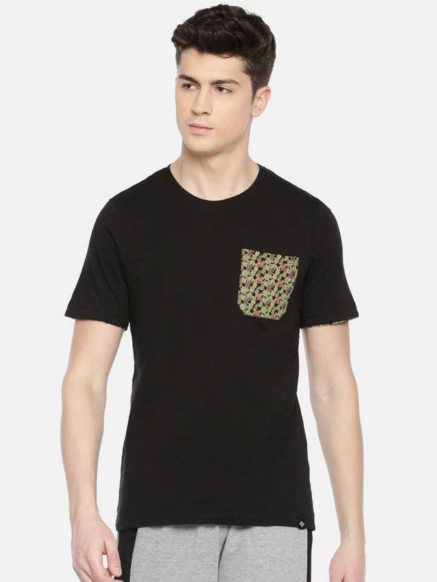 Dollar Black Regular Fit Printed T-Shirt