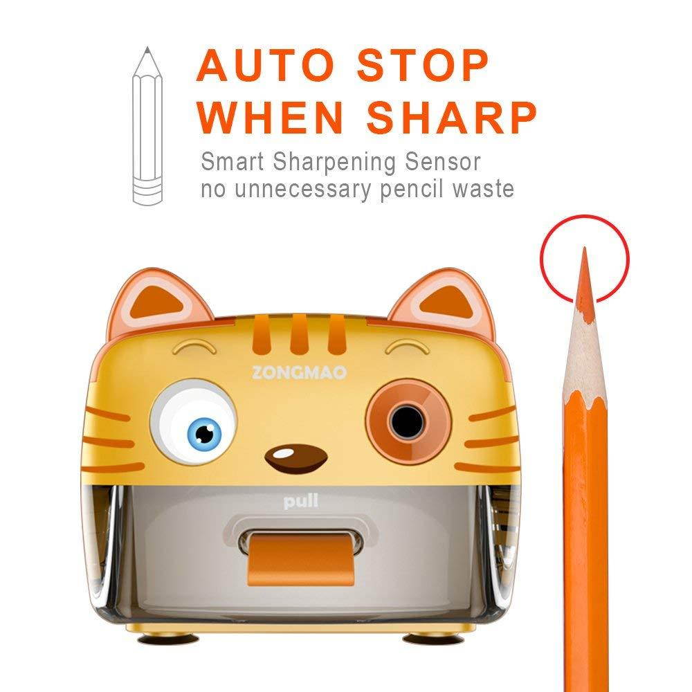 Zmol Electric Pencil Sharpener-Heavy Duty Helical Blade-Auto Stop Features For Kids, Students and Artists, Ideal for Home, School and Ofiice use, Cute, Yellow (Yellow)