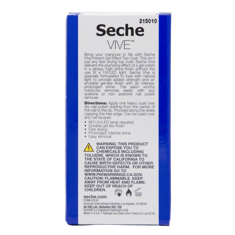 Seche Vive Nail Gel Top Coat - 0.5oz