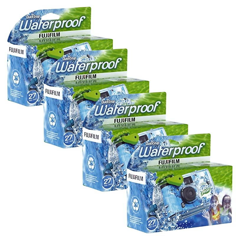 Quick Snap Waterproof 35mm Single Use Camera, 4 Pack (Blue/Green/White)