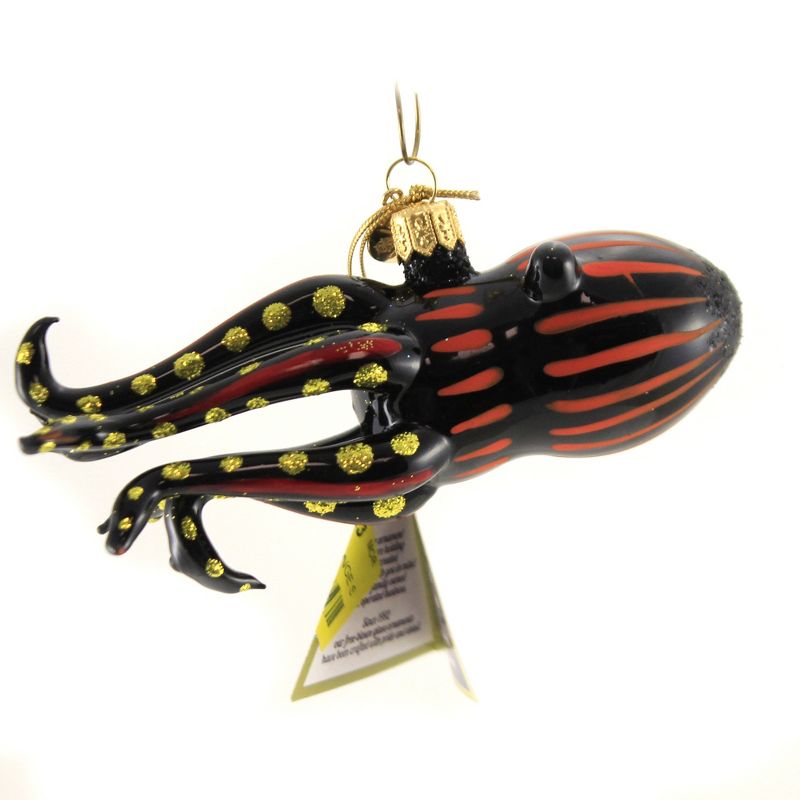 Morawski 2.0" Black & Orange Squid Ornament Deep Sea Ocean  -  Tree Ornaments