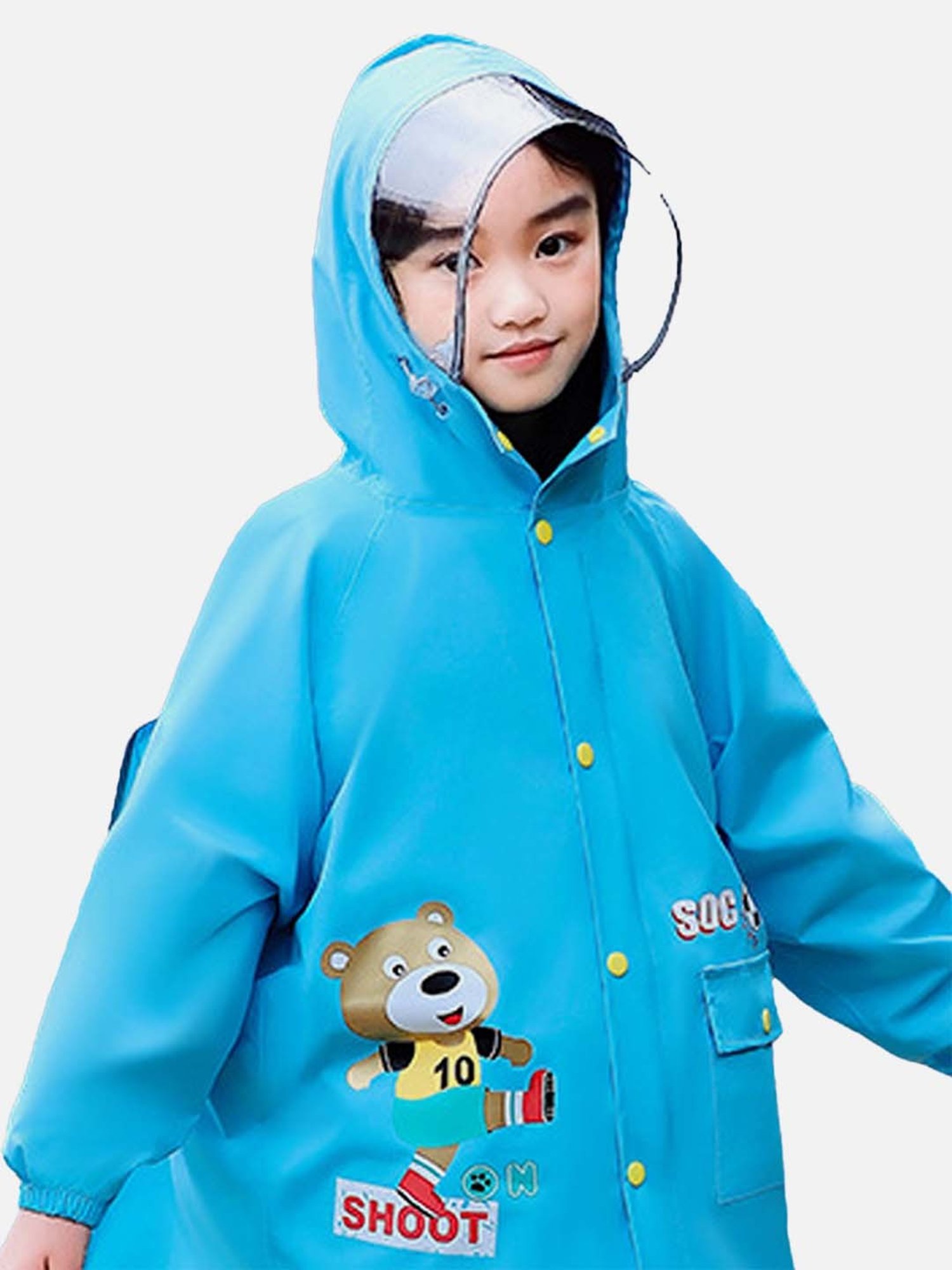 Little Surprise Box Kids Yellow Printed Full Sleeves Raincoat