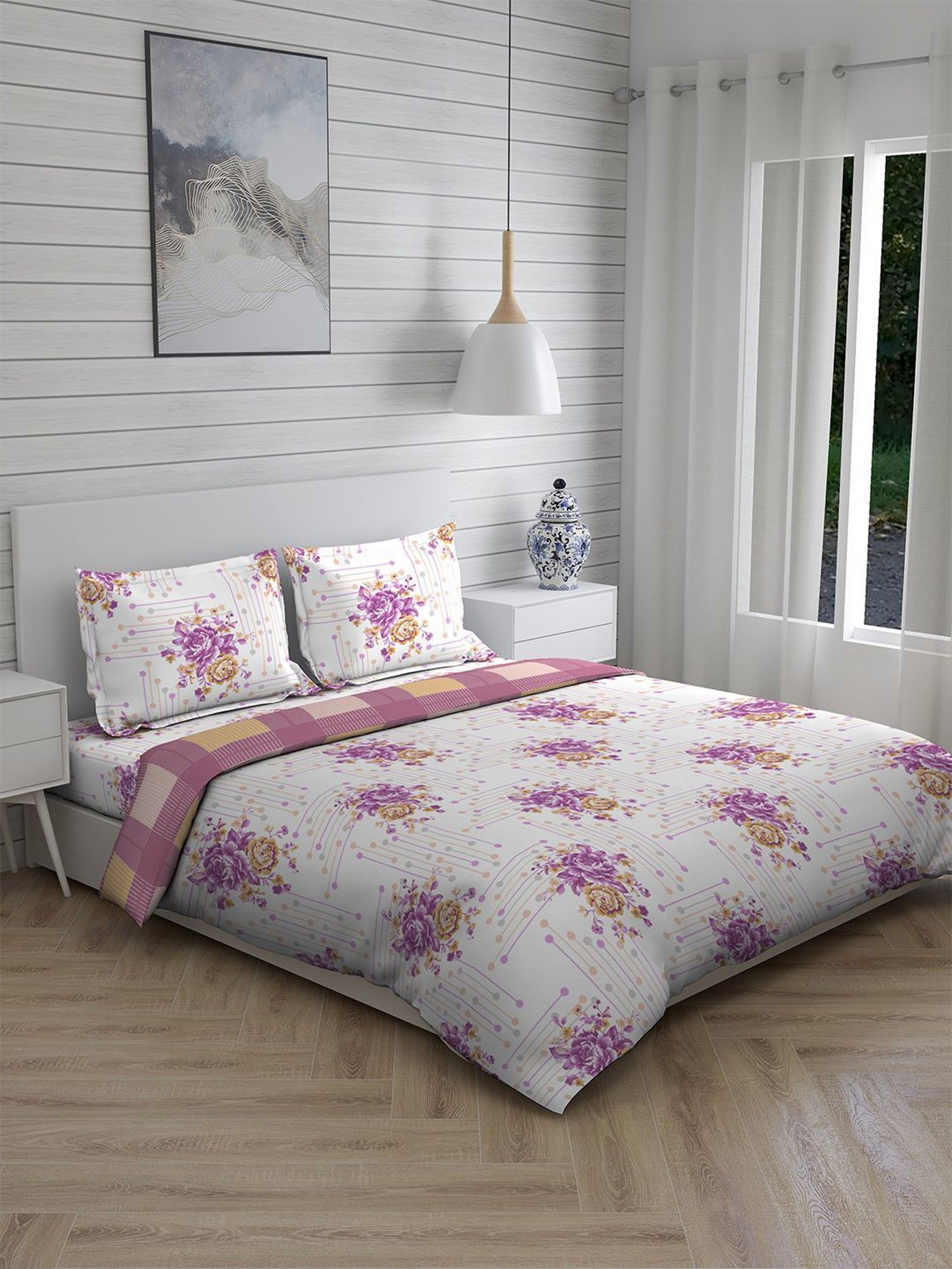 Boutique Living Akira Geometric Pink 225 TC Cotton King Bedding Set
