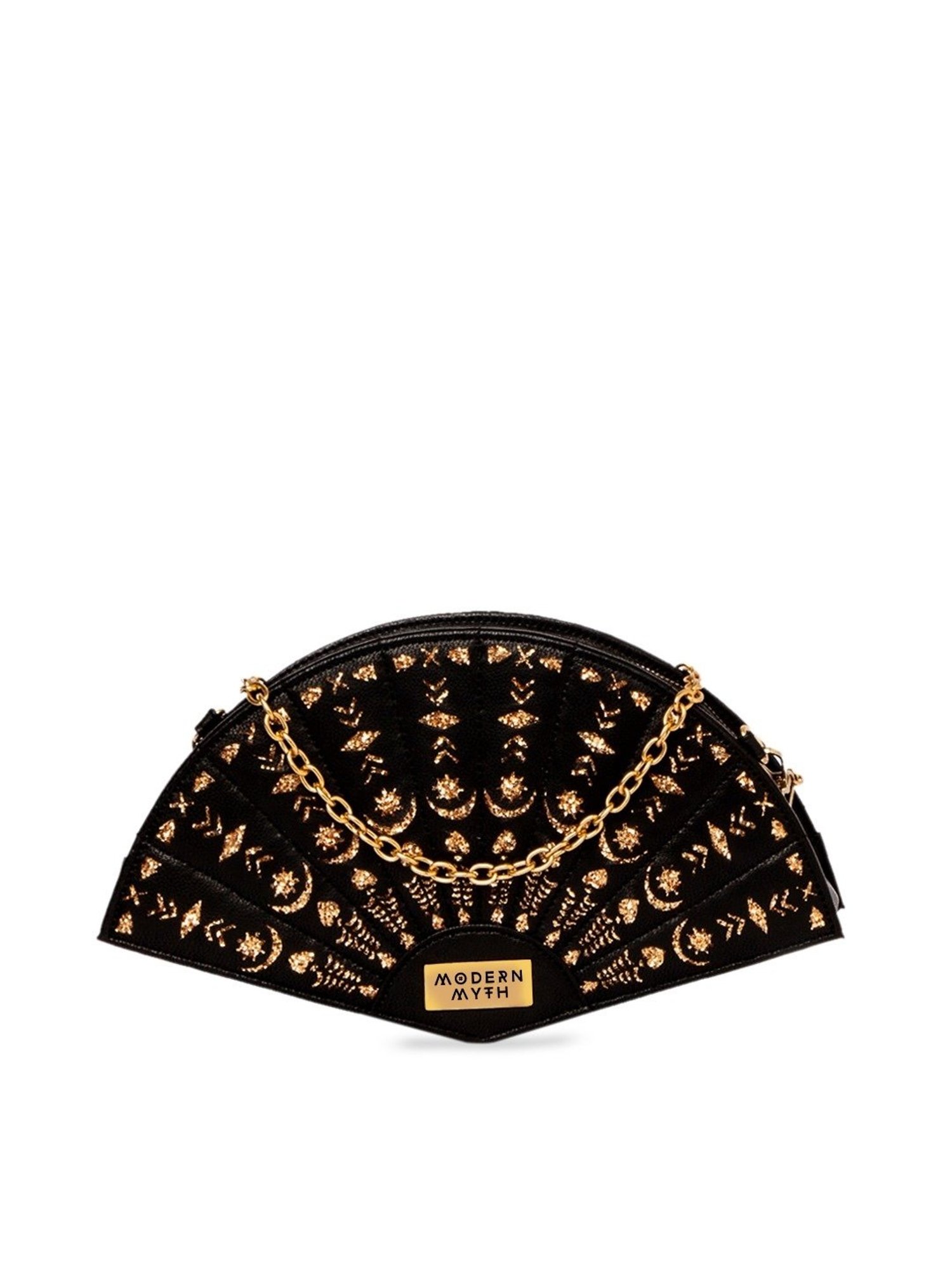 Modern Myth Black Shimmer Medium Fan Cross Body Bag