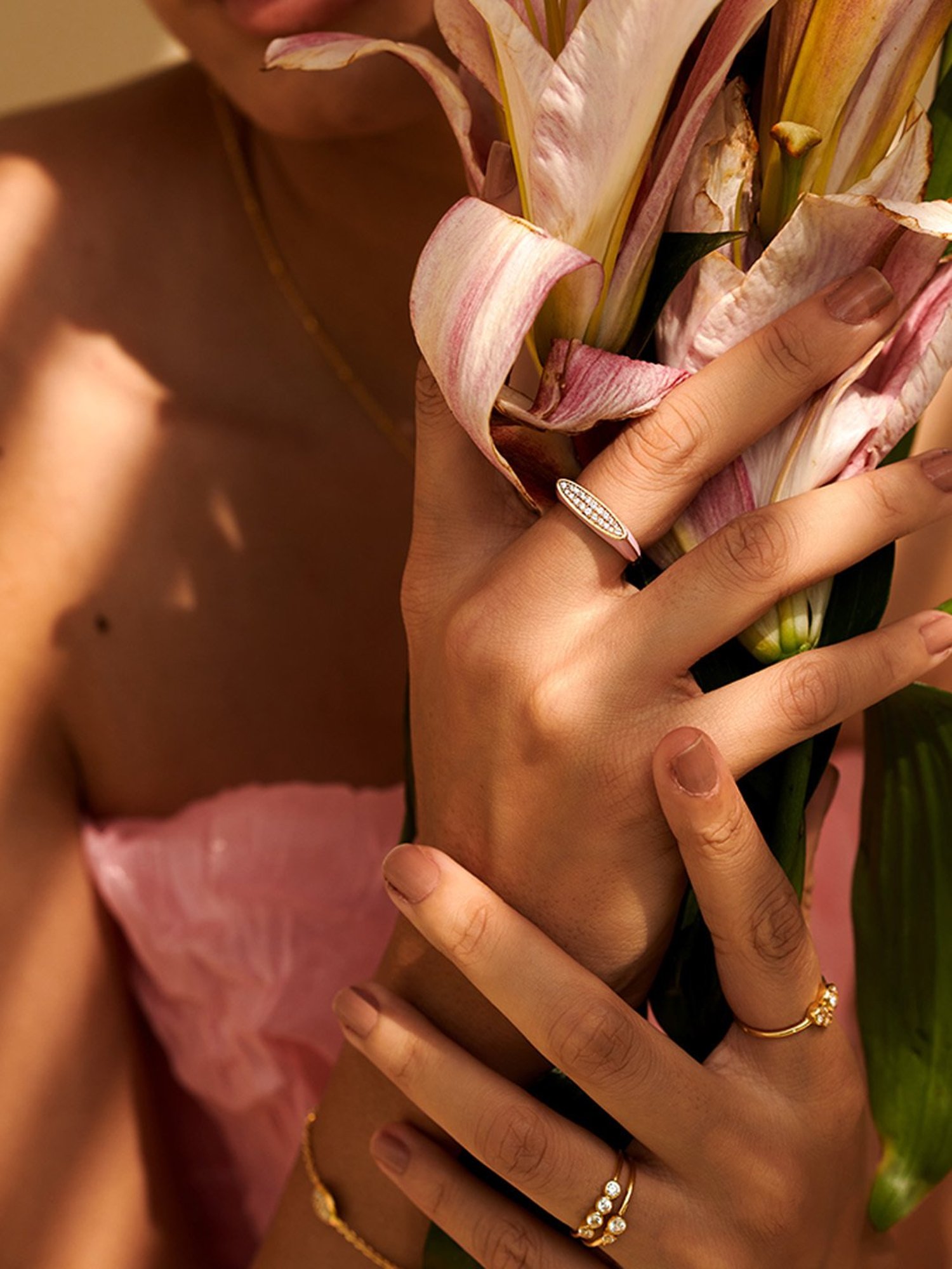 Perfectly Average Pink Enamel Studded Ring