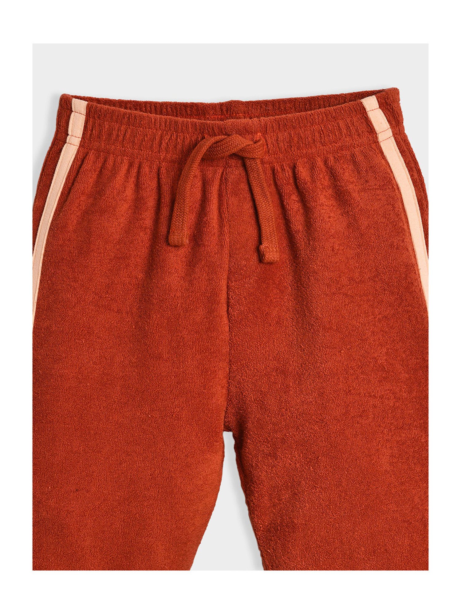 MiArcus Kids Rust Striped Full Sleeves T-Shirt with Pyjamas