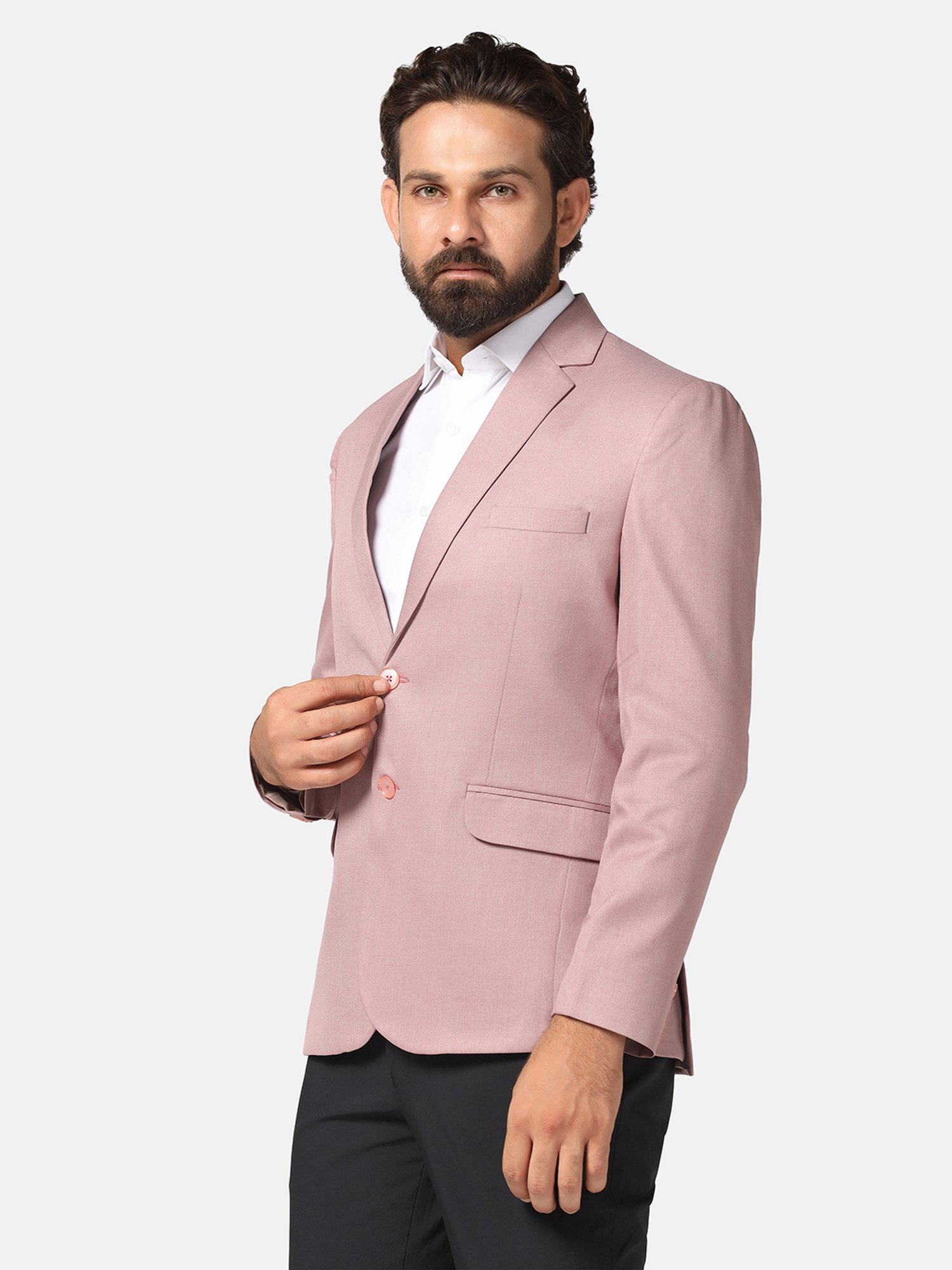 TAHVO Pink Slim Fit Notch Lapel Blazer