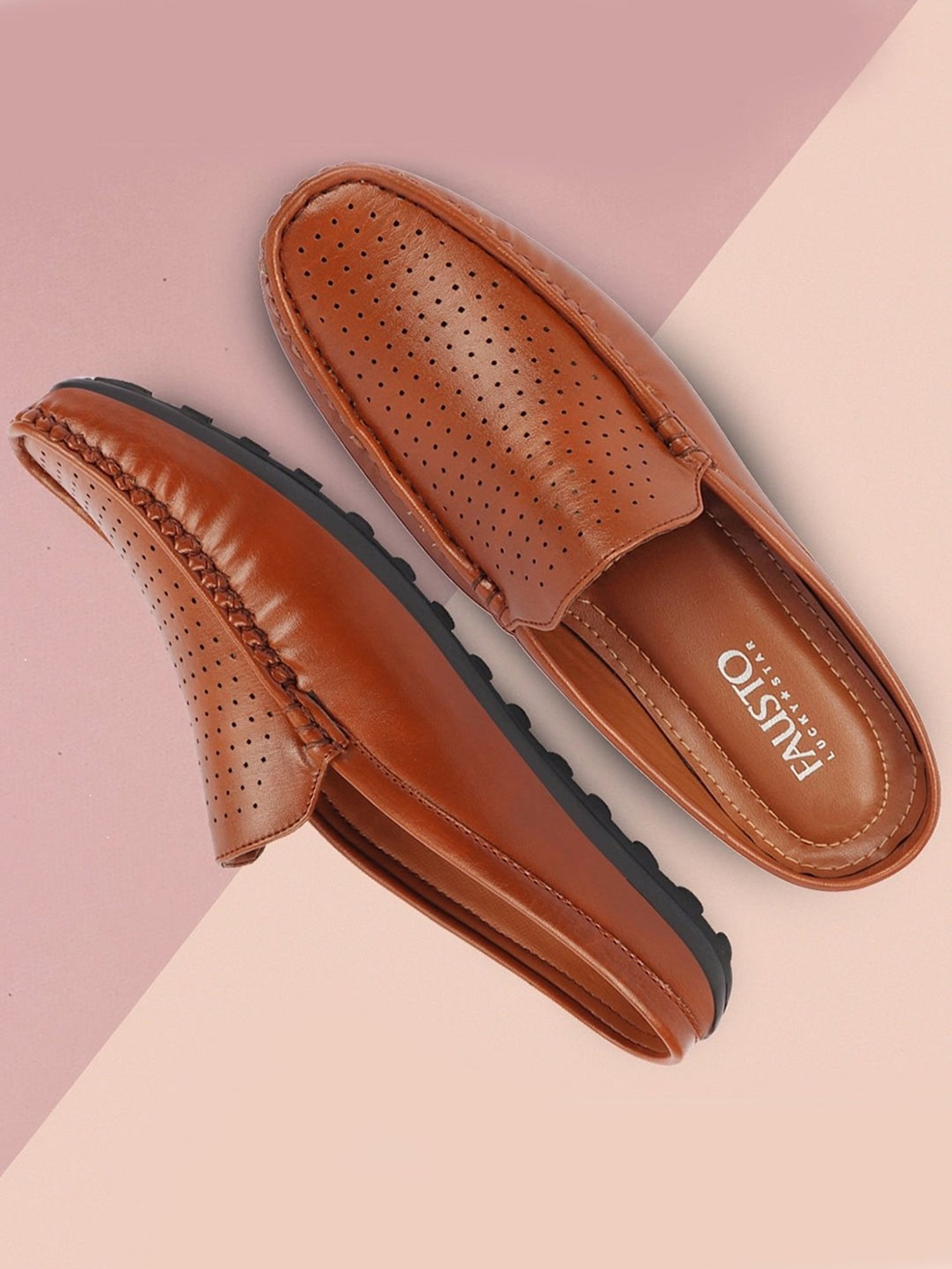 Fausto Men's Tan Mule Shoes