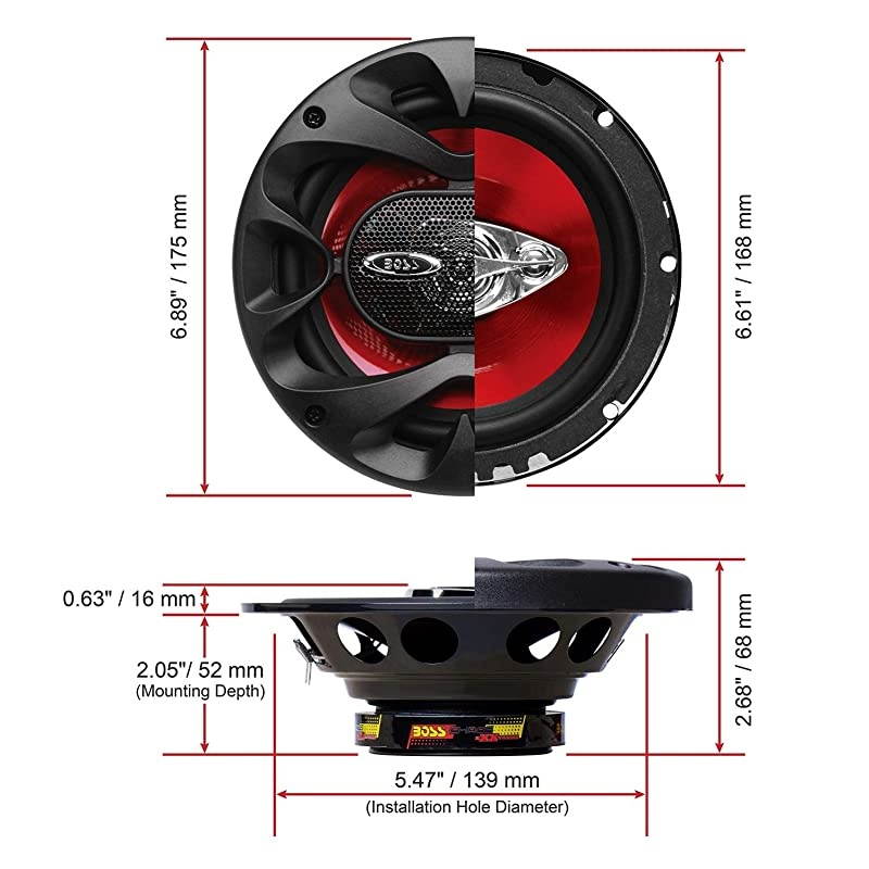 CH6530 Car Speakers - 300 Watts of Power Per Pair and 150 Watts Each, 6.5 Inch, Full Range, 3 Way, Sold in Pairs