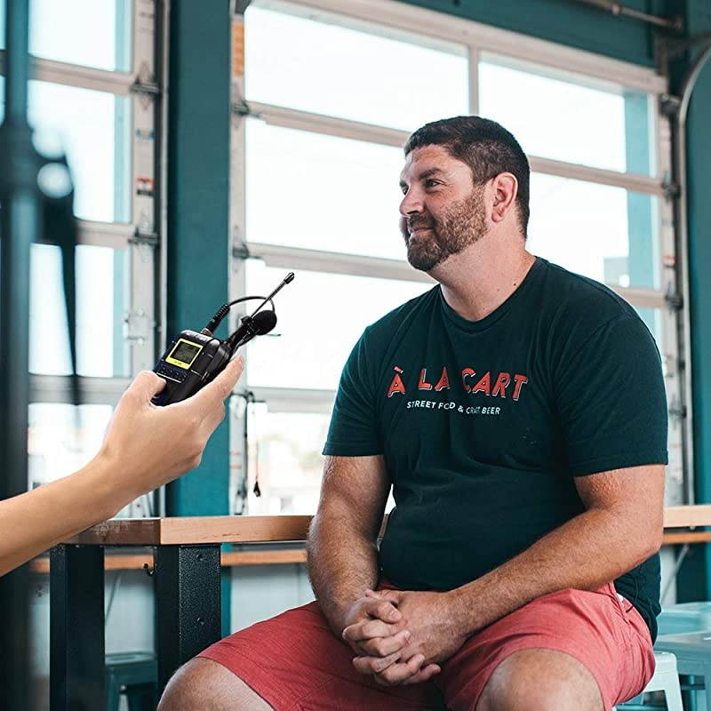 Lavalier Microphone System, YC-WM600 100 Channels UHF Microphone System Includes Portable Receiver, Bodypack Transmitter (328-Foot Range)