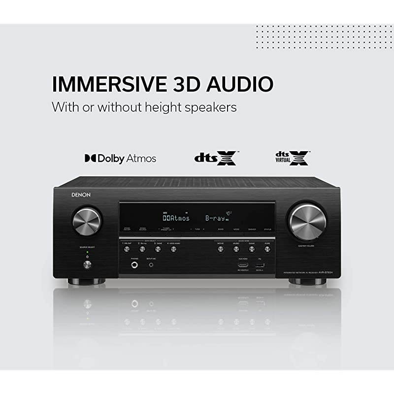 AVRS750H Receiver 72 Channel 165W x 7 4K Ultra HD Home Theater 2019 | Music Streaming | New eARC 3D Dolby Surround Sound Atmos DTSVirtual Height Elevation | Alexa + HEOS