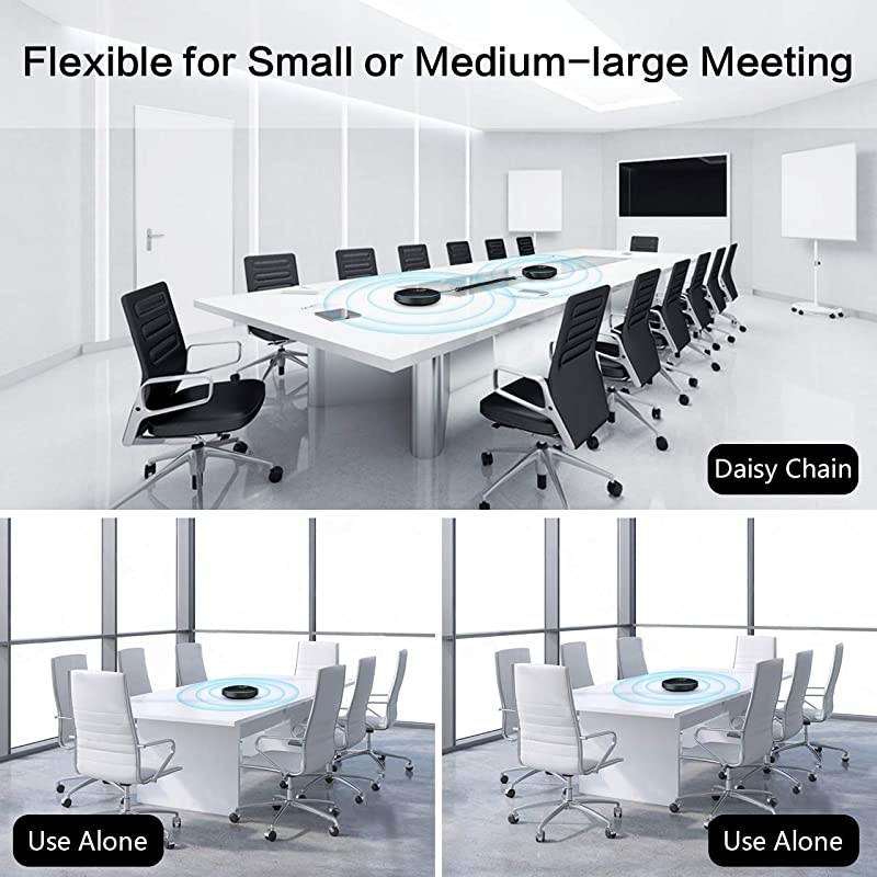 Speakerphone -Daisy Chain/Use Alone up to 16 attendees, M220 Professional Wireless Speakerphone 360&deg;Voice Pick-up 8 AI Noise Cancellation Mics Skype Speakerphone for Business Softphone