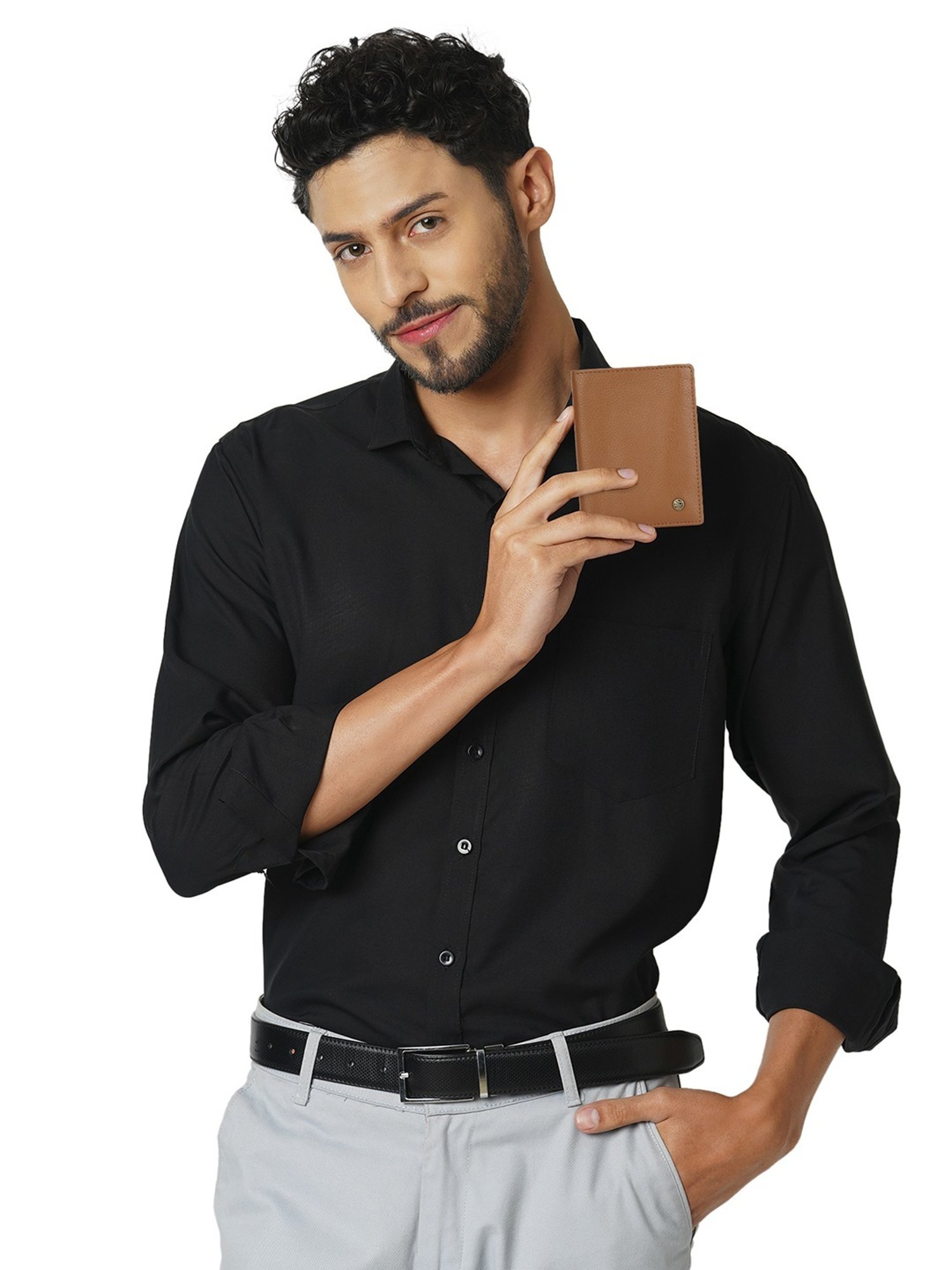 PERQUISITE Brown Casual Leather Bi-Fold Wallet for men