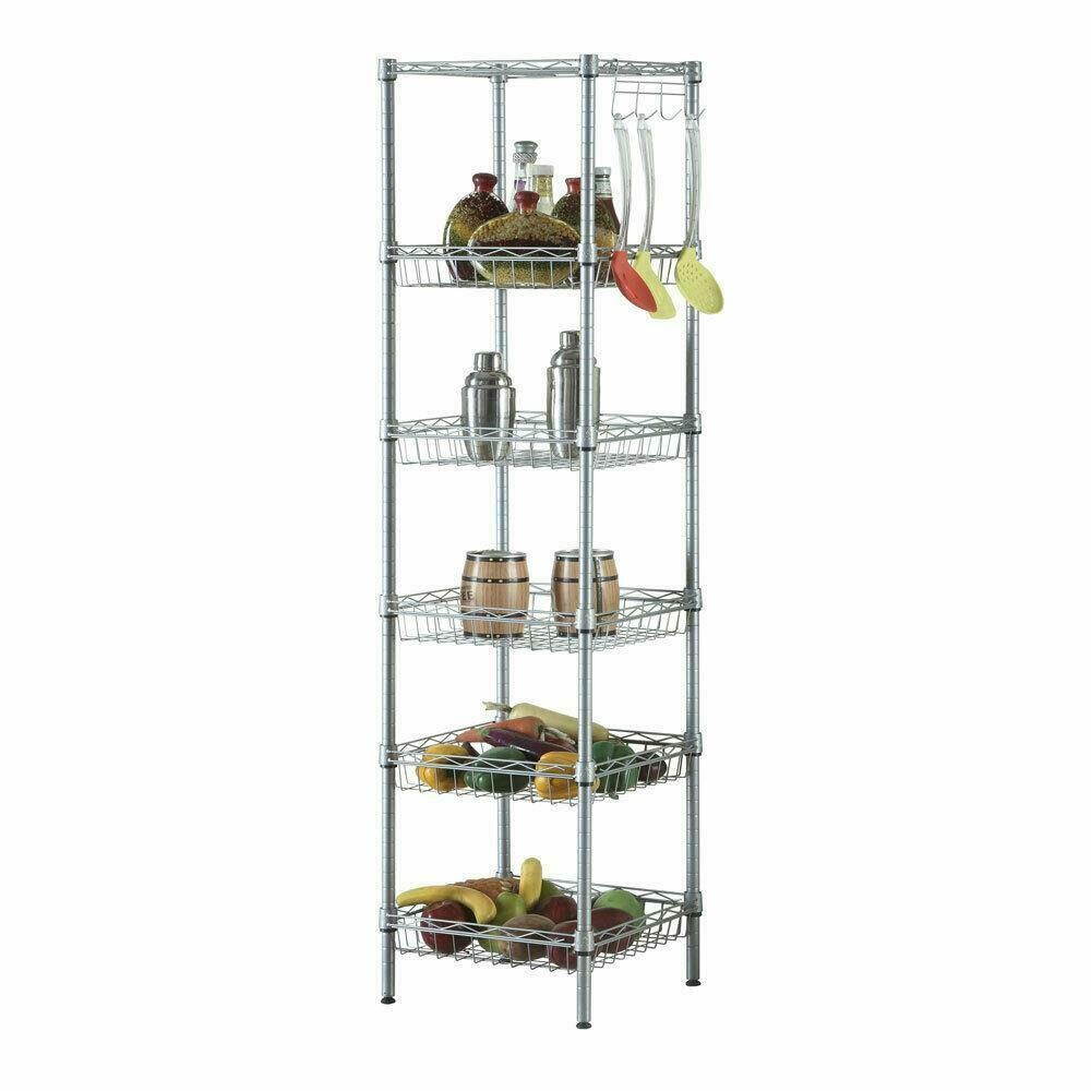 Storage Rack 6-Tier Organizer Kitchen Corner Shelving Wire Shelves Furniture