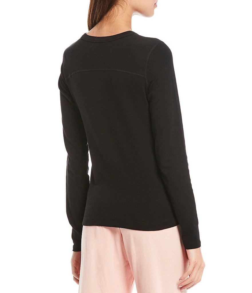 DKNY Sport Knit Jersey Cotton Blend Long Sleeve Logo Embroidered Tee