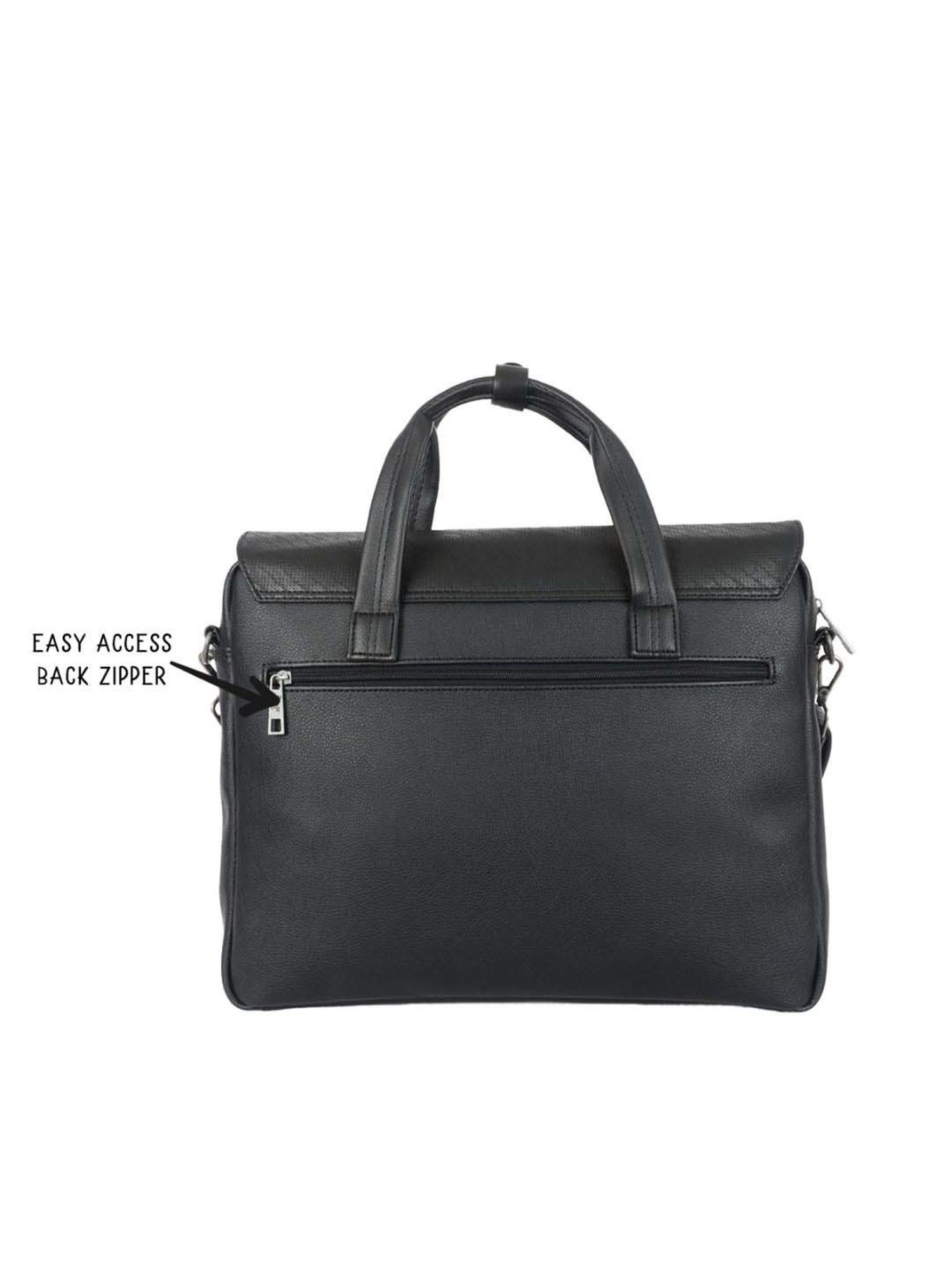 Baggit Black PVC Textured Laptop Messenger Bag