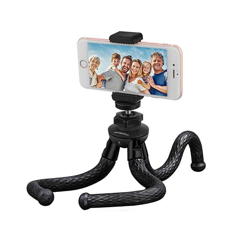 CameraPhone Tripod 12 Inch Flexible Camera Tripod for GoProCanonNikonSony DSLR CamGopro Action Cam Phone Tripod Stand with Cell Phone Holder Clip for iPhoneAndroid Phone3 in 1