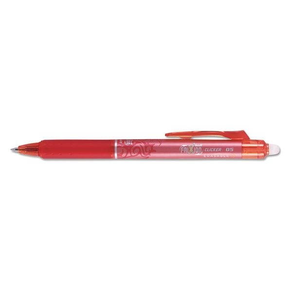 Pilot 00072838325228 Frixion Clicker Erasable Gel Ink Retractable Pen Red Ink, .5Mm, Dozen