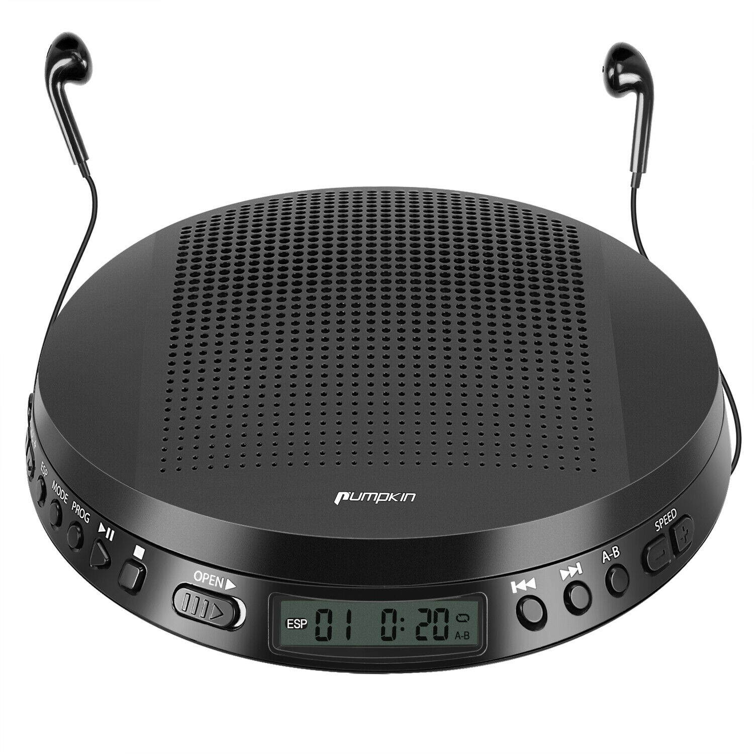 Portable CD Player for Car with Stereo Speakers and Headphones Anti-Skip MP3 AUX