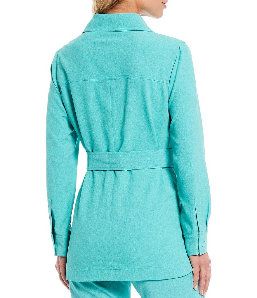 Tahari ASL Long Sleeve Tie Waist Shirt Jacket