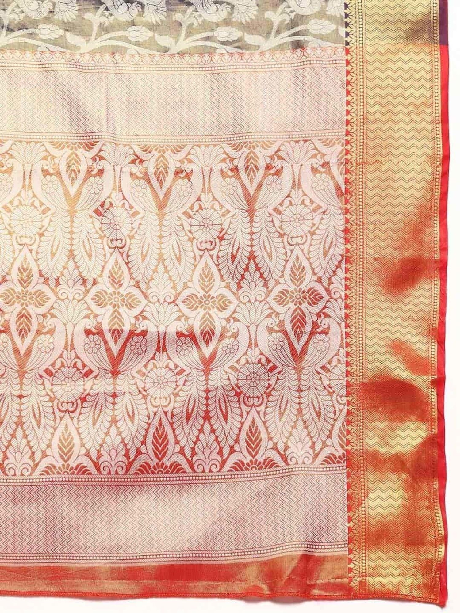 Silk Land Navy Woven Saree With Unstitched Blouse