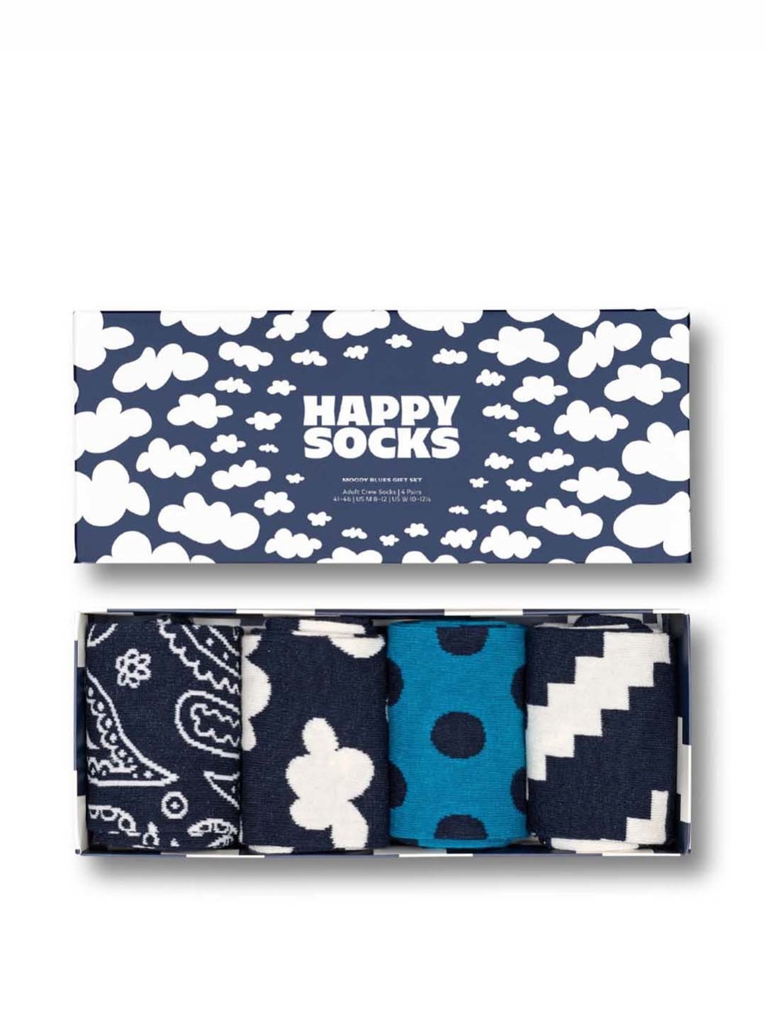 Happy Socks Moody Blues Multicolor Cotton Printed Socks (36-40) - Pack of 4