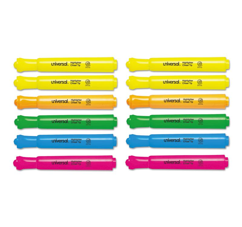 Integra Desk Highlighter Chisel Tip 12/PK Fluorescent Yellow 30004