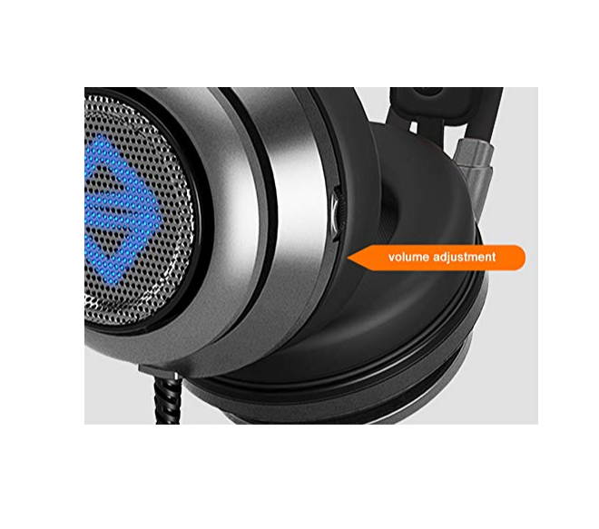 Ajazz AX391 Wired Gaming Headset Game Earphone Computer Headphones with Microphone Led Light Headphones for Computer PC Laptop (Black & Orange)