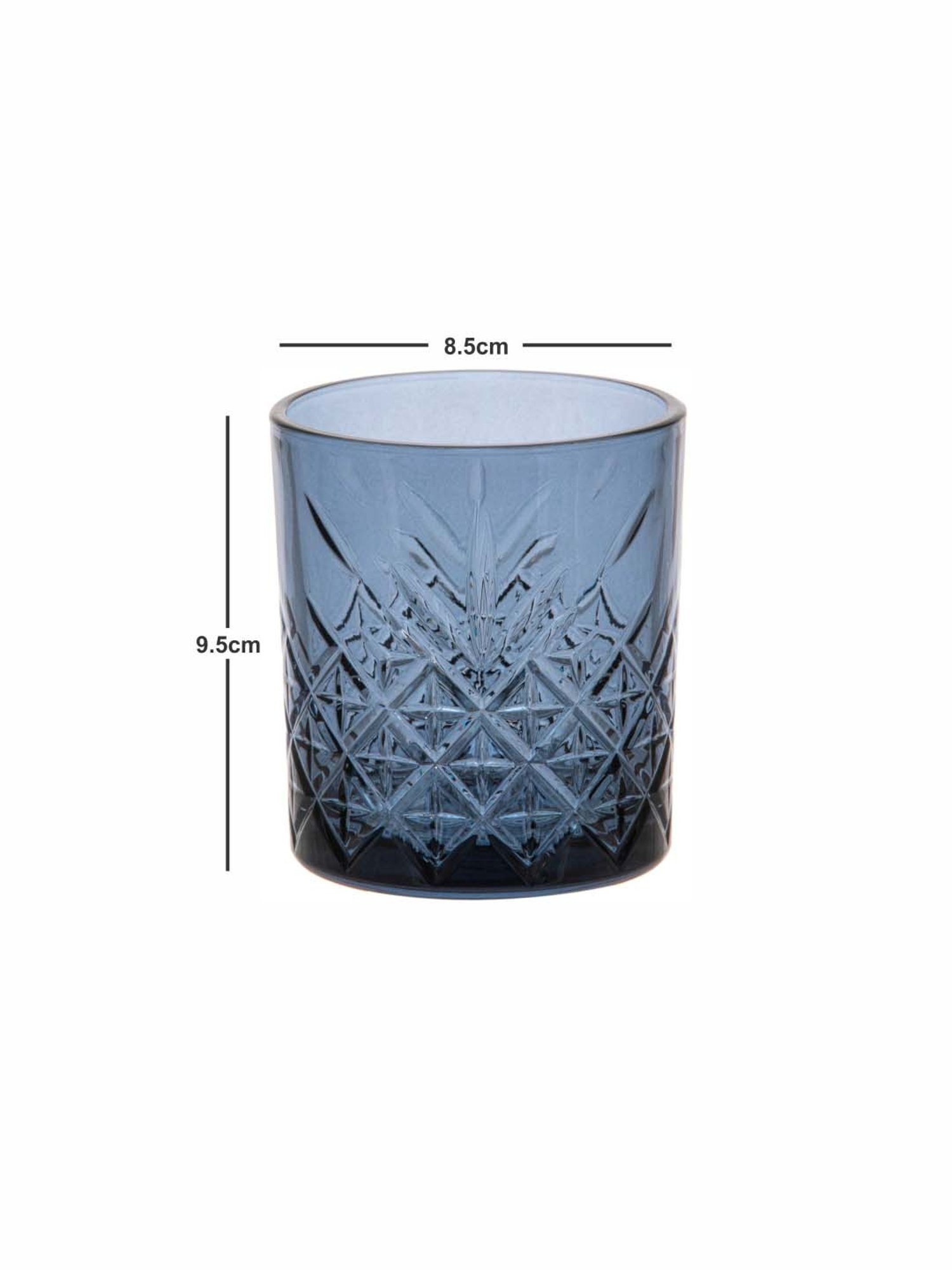 Pasabahce Timeless Blue Glass Whiskey Tumbler (0.345 L) - Set of 4