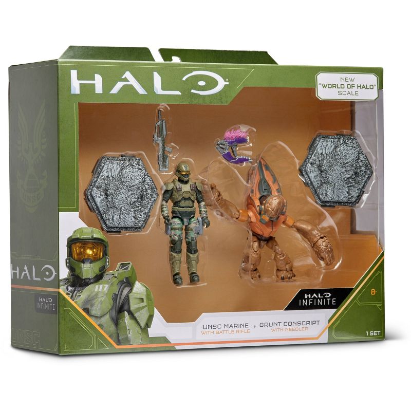 HALO - 2 Figure Pack (4" Heroes and Villains Figures) - UNSC Marine B vs. Grunt Conscript (Infinite)