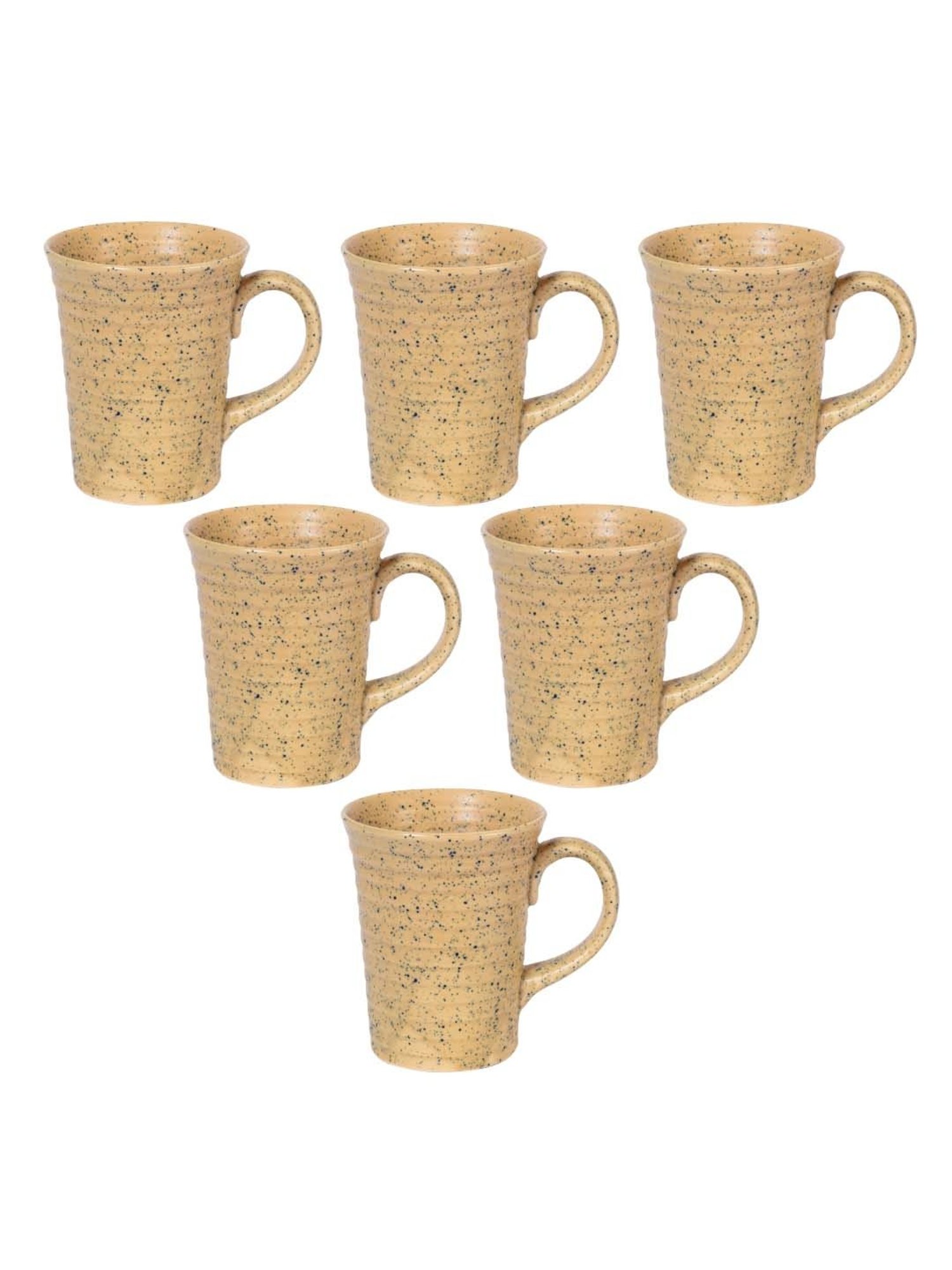 Unravel India Beige Ceramic Hand Crafted Mug - Set of 6