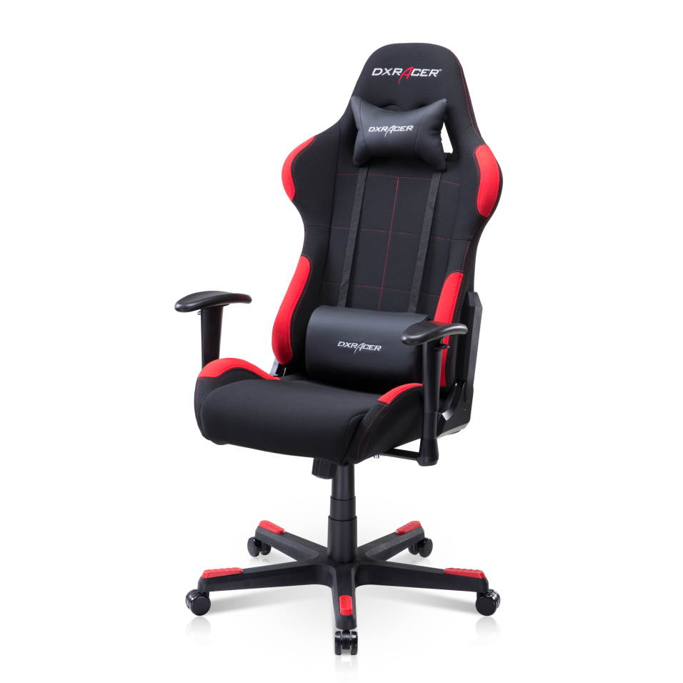 DXRacer Ergonomically Designed Racing Series RAA106 Black and Red Strong Mesh and PU Leather 135-degree Recline High-End Gaming Chair with Neck and Lumbar Support Pillow