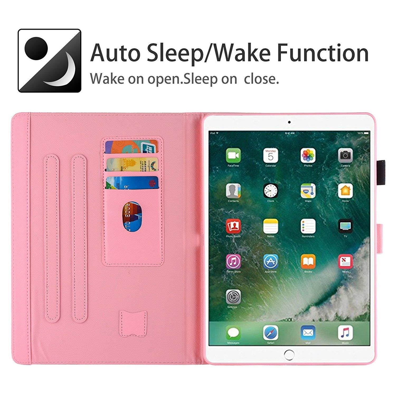 iPad 2018 2017 9.7 Inch Case/iPad Air 2 Case/iPad Air Case,Dteck PU Leather Smart Multi-Angle Stand Protective Cover Auto Wake/Sleep Feature Case for iPad 2017 2018 9.7 Inch,iPad Air 1 2,Rainbow Cake