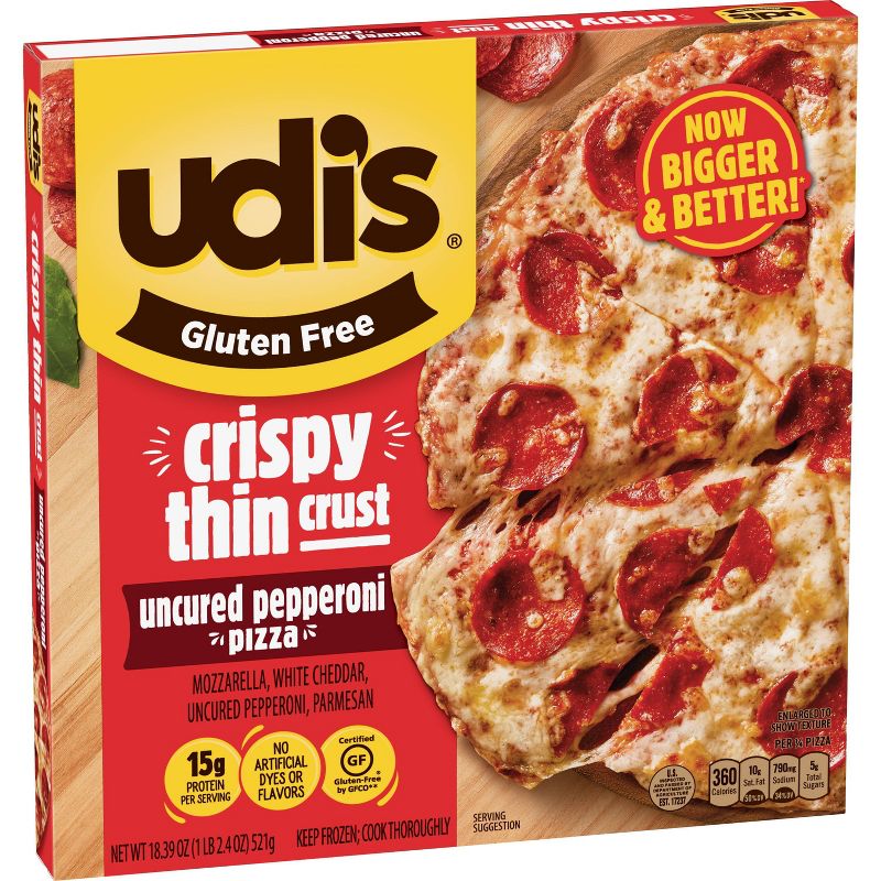 Udi's Gluten Free Crispy Thin Crust Uncured Pepperoni Frozen Pizza - 18.39oz
