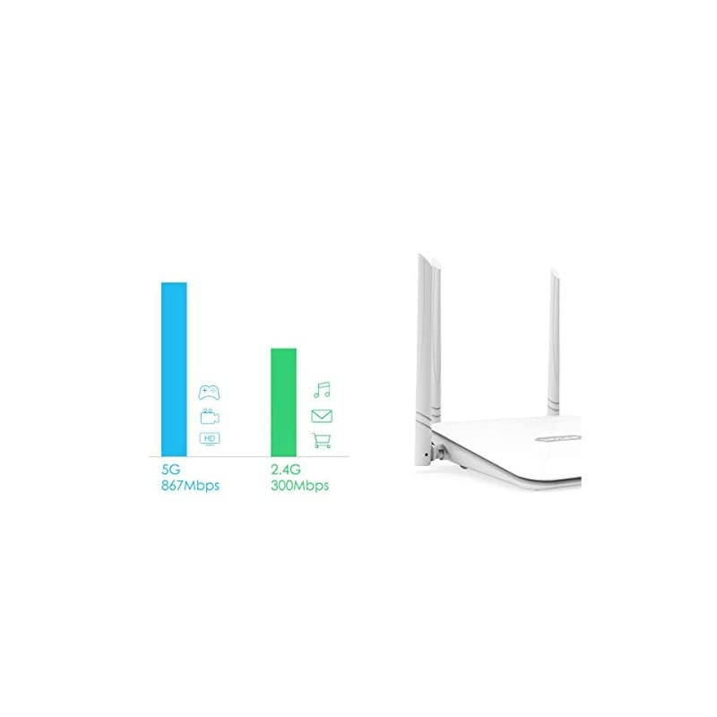 1200Mbps High Power Long Range Wireless Wi Fi Router AC1200 Dual Band 5Ghz+2 4Ghz Smart WiFi Router High Speed WiFi Box with High Power Amplifiers PA+LNA 2 x 2 MIMO 5dBi Antennas