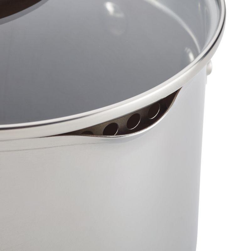 Circulon Innovatum 2qt Stainless Steel Nonstick Covered Straining Saucepan with Pour Spouts Champagne