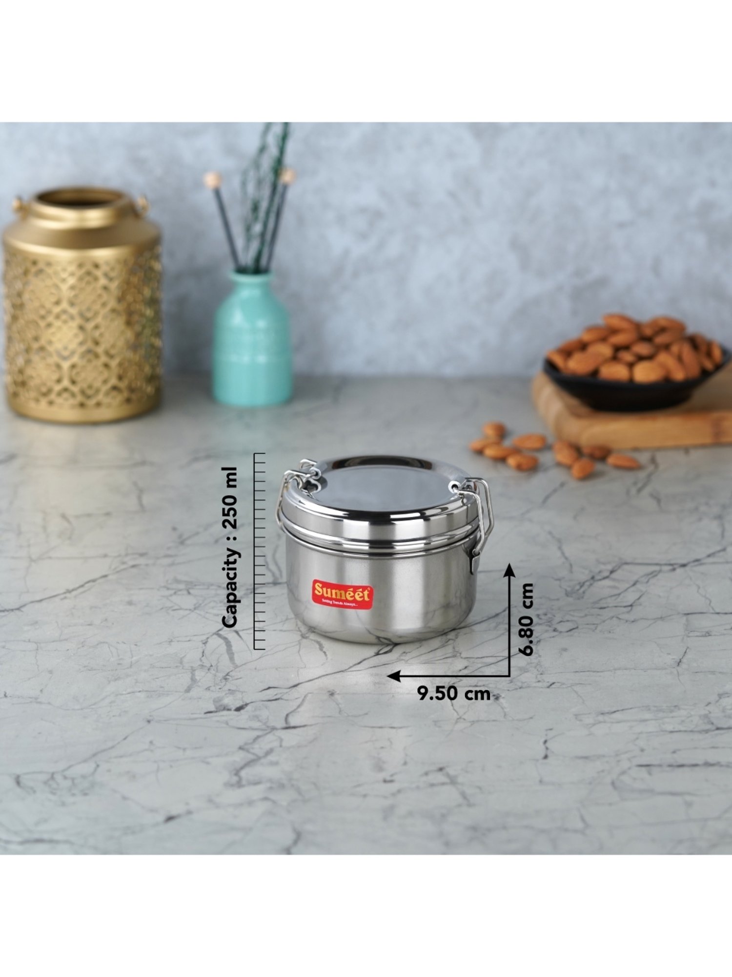 Milton Red Stainless Steel Small Tiffin Box - Set of 2